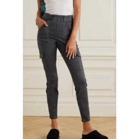 New Spanx Cargo Pants Women’s Small Black Gray Washed Stretch Comfy Pants - Picture 3 of 12
